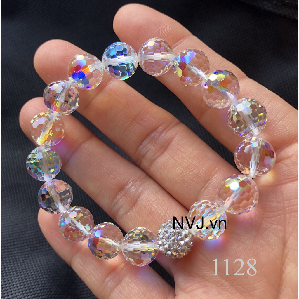 Pha lê Swarovski hạt tròn nhuyễn 5003 Disco Ball bead crystal 001AB size 6,8,10mm