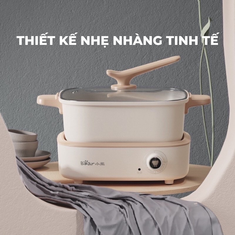 Nồi Bếp Lẩu Nướng Điện Mini Bear DGH-C40M1 Đa Năng 4L 7 Trong 1, Sử Dụng Cho 5 Người, Tiện Lợi, Dễ Vệ Sinh, BH 12 Tháng