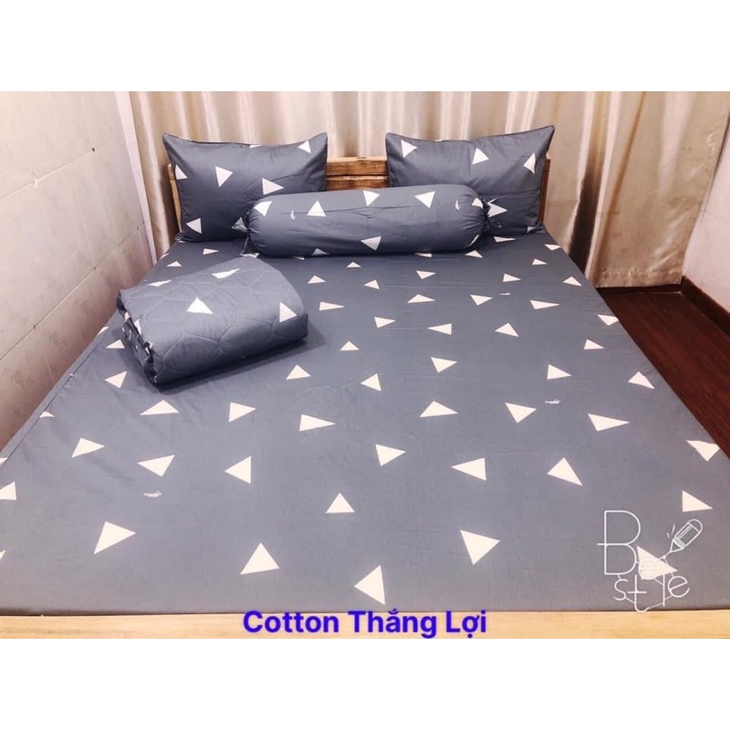 BỘ DRAP 4 MÓN VẢI COTTON THẮNG LỢI CHUẨN LOGO CTY 100% (Size M6x2M) chat chọn mẫu