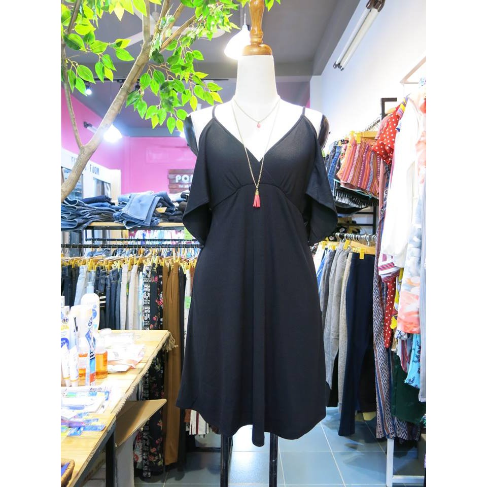Đầm thun gẫn cutout vai Timing