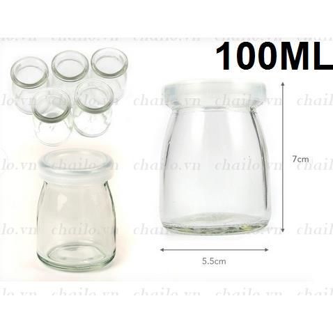 HỘP 12 HŨ SỮA CHUA THUỶ TINH NẮP NHỰA 100ML