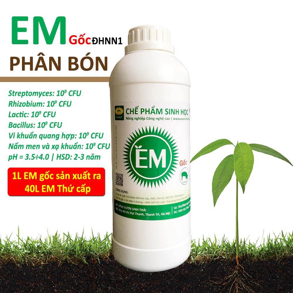 Chế phẩm vi sinh EM gốc - Đại học Nông Nghiệp 1 Hà Nội - Chứa hàng tỷ vi sinh vật có lợi - Dùng cho Nông Nghiệp Sạch