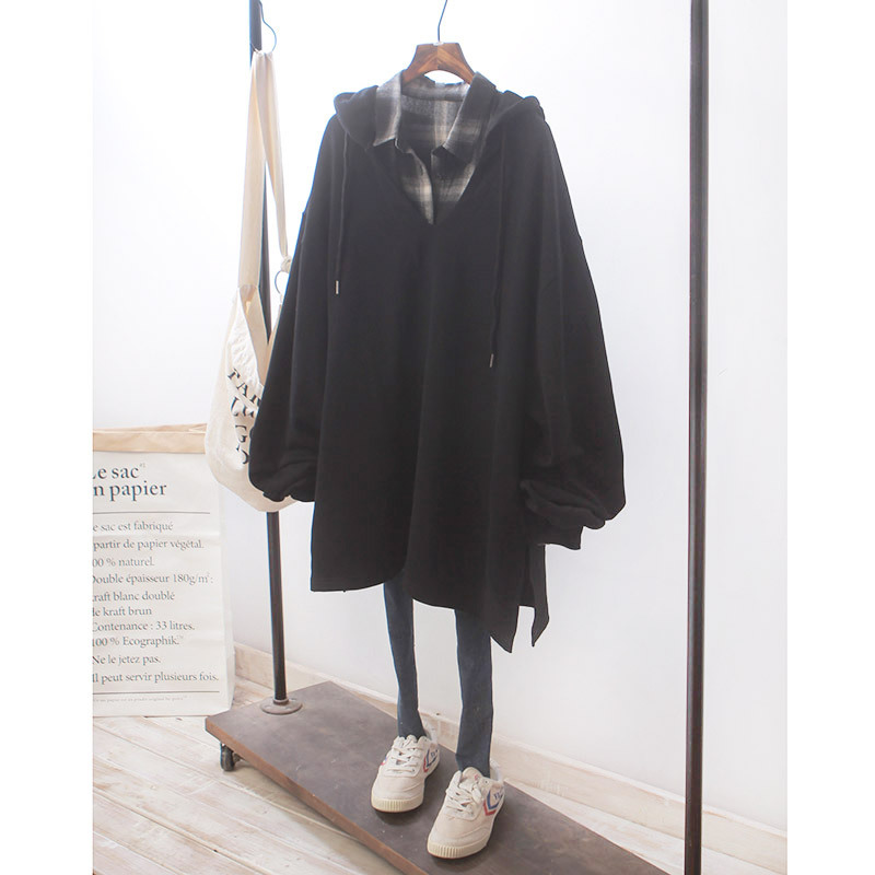 Áo Hoodie Nữ Tay Dài Cổ Chữ V Dáng Rộng Phong Cách Hàn Quốc