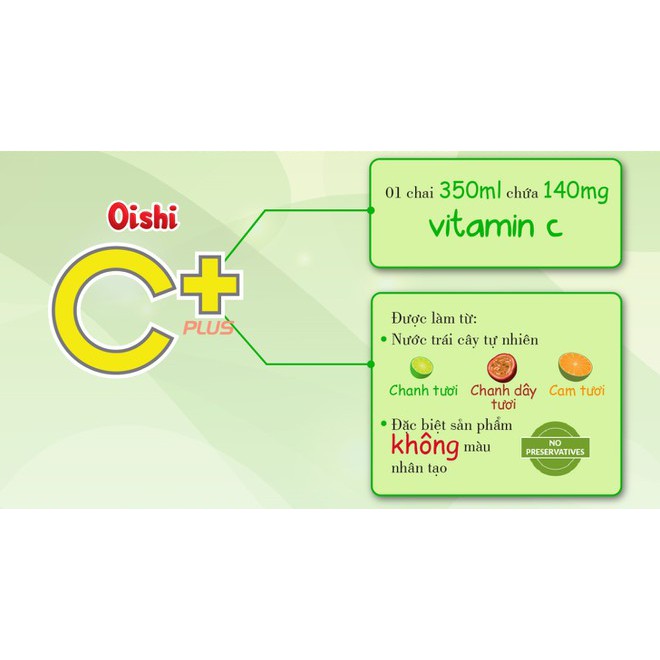 Nước Uống Có Ga Soda Chanh C Plus Oishi ( 24 Chai X 350Ml)