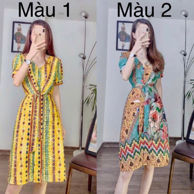 Combo 2 Váy thổ cẩm xoắn bụng0