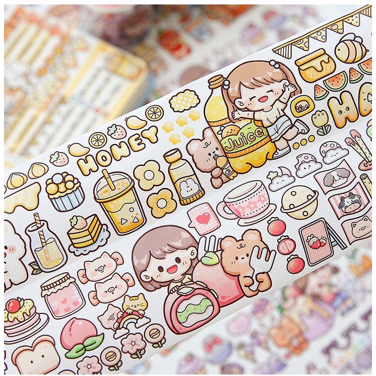 Cuộn washitape họa tiết DoDoJam siêu dễ thương, Băng giấy dán Telado trang trí nhật ký, Nhãn dán sáng tạo sổ tay xinh