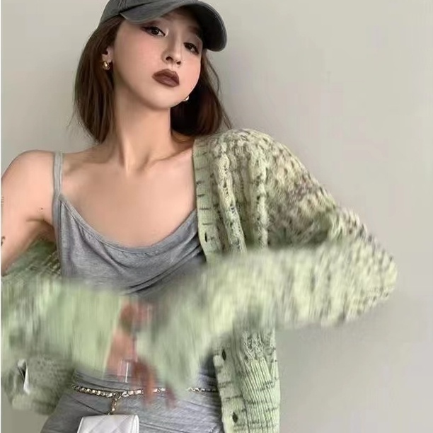 Áo Sweater Dệt Kim Cổ V Kiểu Hàn Quốc Thời Trang Mùa Thu Cho Nữ