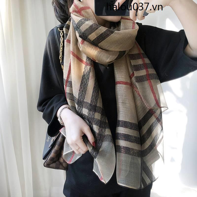 Khăn Quàng Cổ Lụa Mỏng Chống Nắng Xuân Thu Anh Quốc Dễ Phối Đồ Cho Nữ