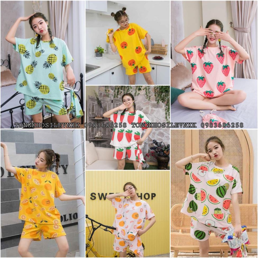 [ Mã FAMAYWA2 giảm 10K đơn 50K] BỘ MẶC NHÀ HÌNH TRÁI CÂY 7 MẪU CUTE - BỘ NGỦ HỌA TIẾT HOA QUẢ  ཾ