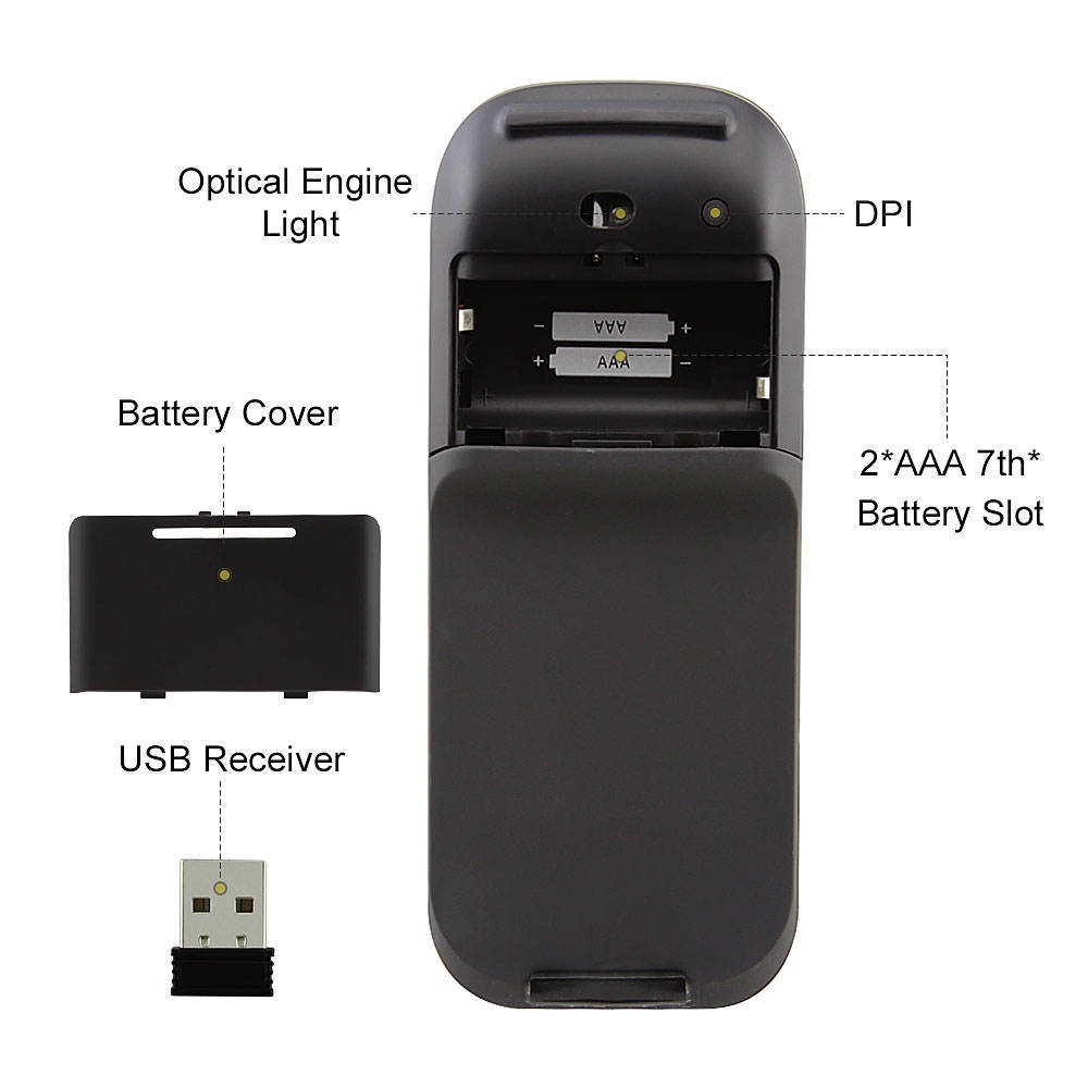 Chuột Không Dây Bluetooth 4.0 Siêu Mỏng Có Thể Gập Lại Cho Microsoft PC laptop Notebook