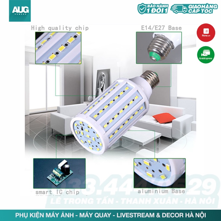 Bóng Đèn Led Đui e27, Bóng Đèn LED Bắp Ngô E27 60-120w Siêu Sáng - Hỗ trợ chụp ảnh, Quay phim sản phẩm - AUG Camera