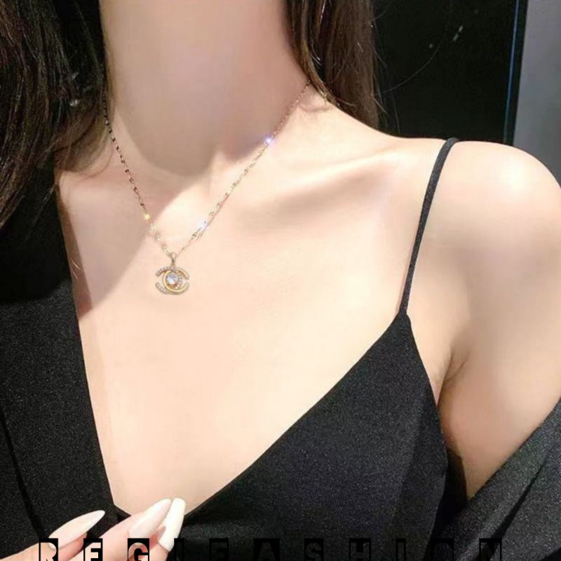 Dây Chuyền Chanel Chất Liệu Titan Không Phai Màu Chống Rỉ Sét Phong Cách Hàn Quốc Cho Nữ