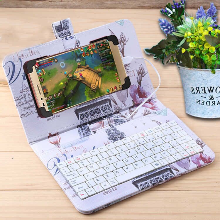 Bao da bàn phím có chuột + lót chuột cho điện thoại từ 4 đến 7 inch (BD01)