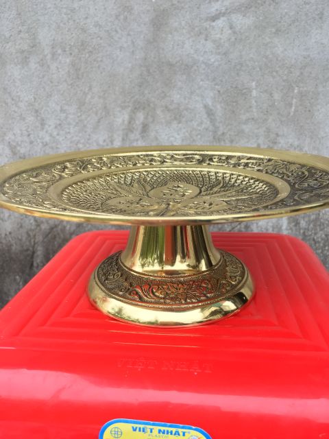 Mâm Bồng Chữ Thọ 20cm/ Mâm Quả Đào 18cm Bằng Đồng