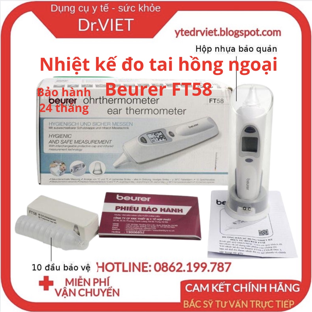 Nhiệt kế điện tử đo tai hồng ngoại Beurer FT58 chính hãng-Xuất xứ Đức,cho kết quả nhanh sau vài giây,bảo hành 24 tháng