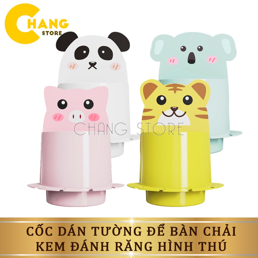 Cốc Dán Tường Để Bàn Chải và Kem Đánh Răng Hình Thú, Giá Để Bàn Chải - Loại Cốc Hình Thú Tiện Lợi