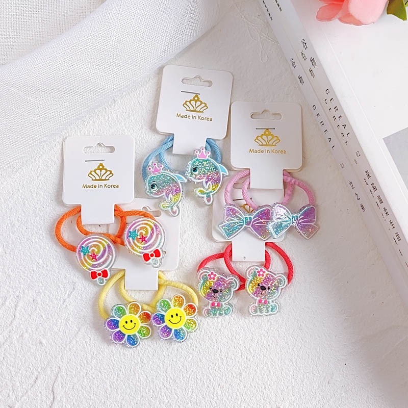 Set 2 Dây Cột Tóc Đính Kim Sa Dễ Thương Cho Bé Gái