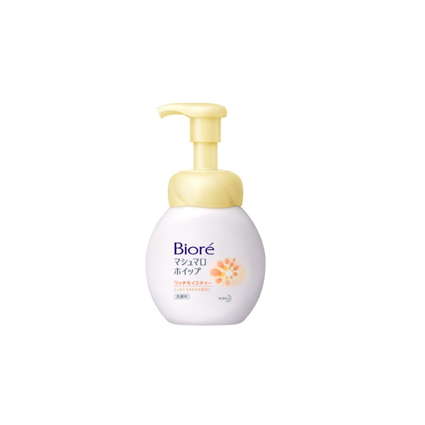 Sữa rửa mặt TẠO BỌT Biore Marshmallow Whip Rich Moisture  siêu dưỡng ẩm cho da chai 150ml Hàng Nhập Khẩu Nhật Bản