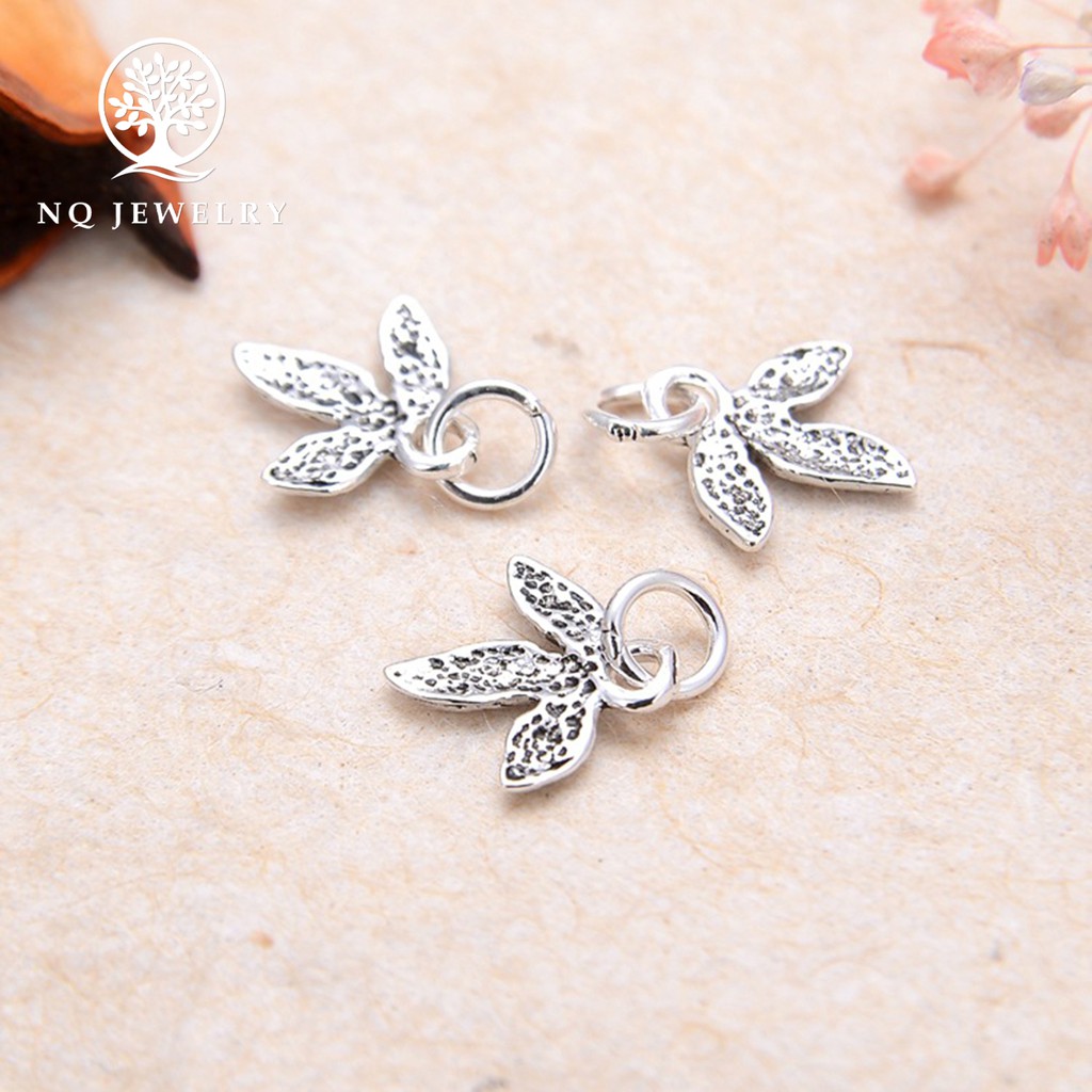 Charm bạc hình lá 3 cánh treo - NQ Jewelry