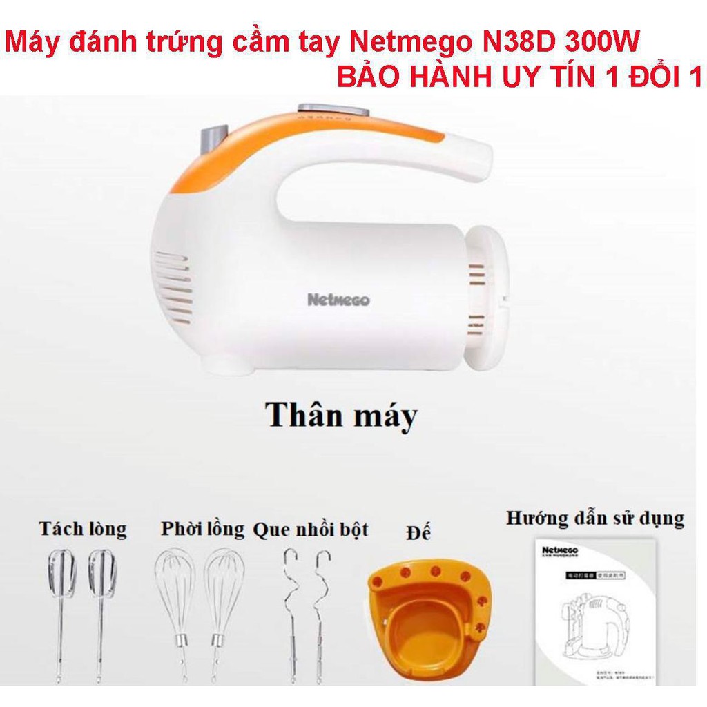 ✔️  Sale Máy đánh trứng cầm tay Netmego 300W , dụng cụ làm bánh, máy đánh trứng máy nhào bột