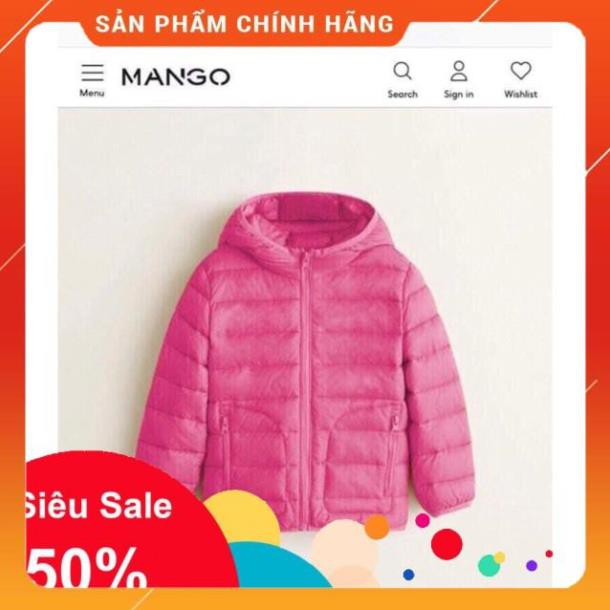 Xả Hàng - Áo phao lông vũ bé gái pinky mango -A23 new