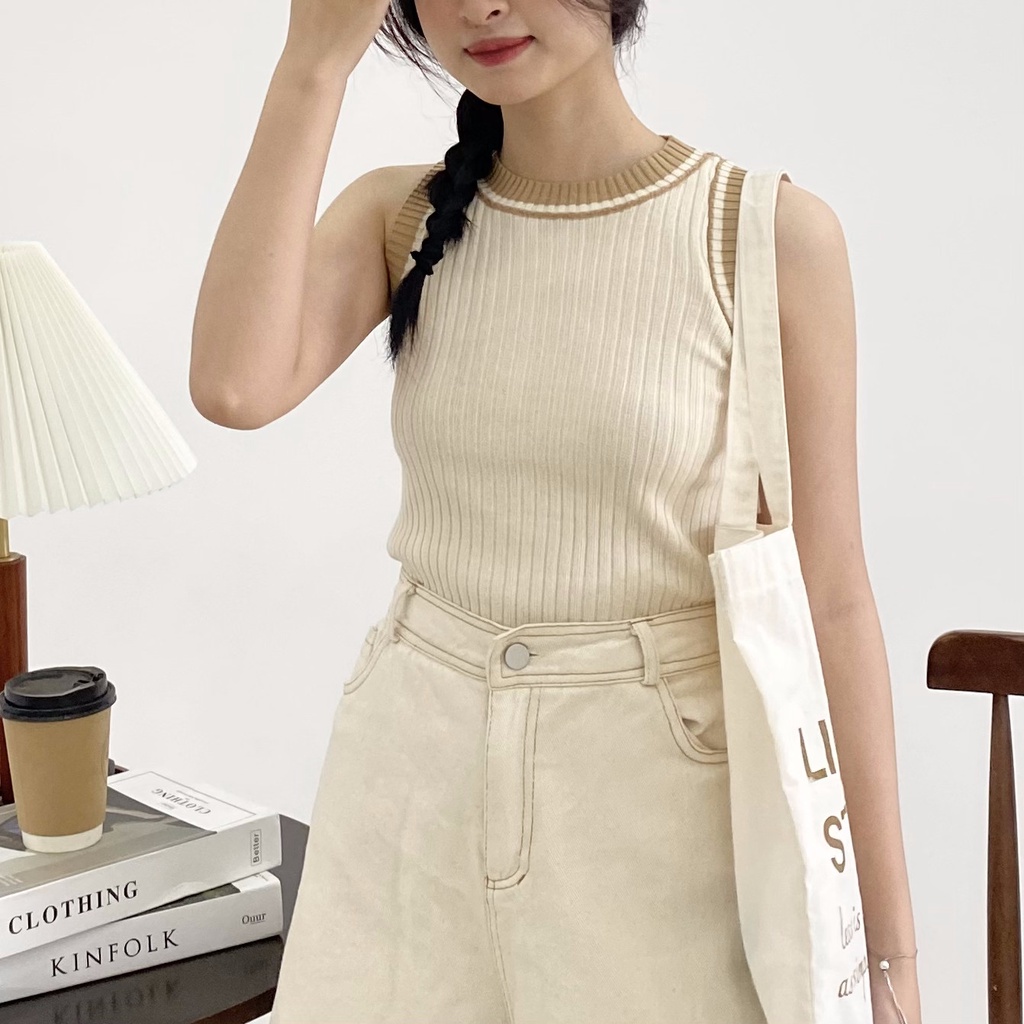 ÁO BA LỖ LEN GÂN VIỀN MÀU | lim.studio