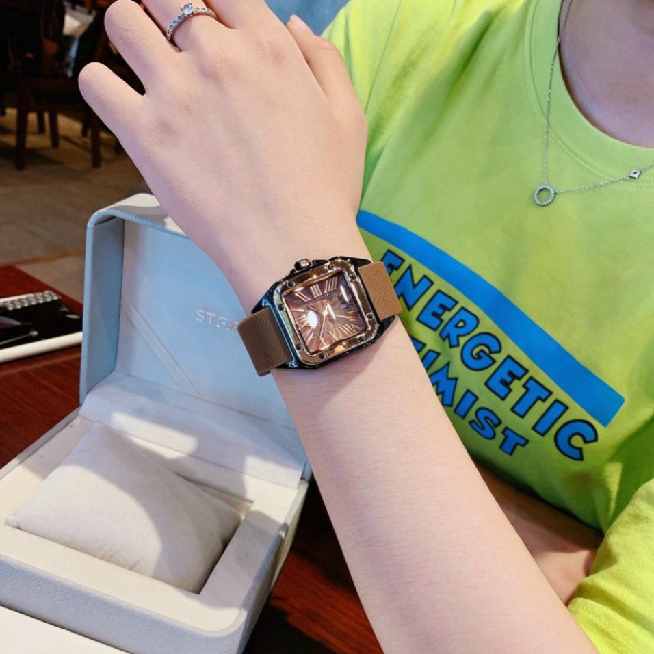 Đồng hồ guou nữ mặt vuông dây silicon, bảo hành 12 tháng, tặng box