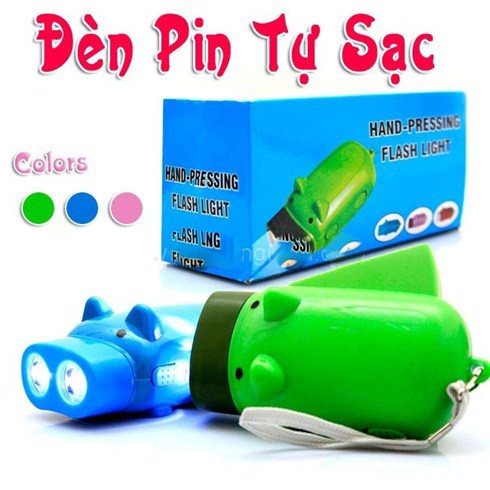 Đèn pin tự sạc bằng tay hình con lợn kute