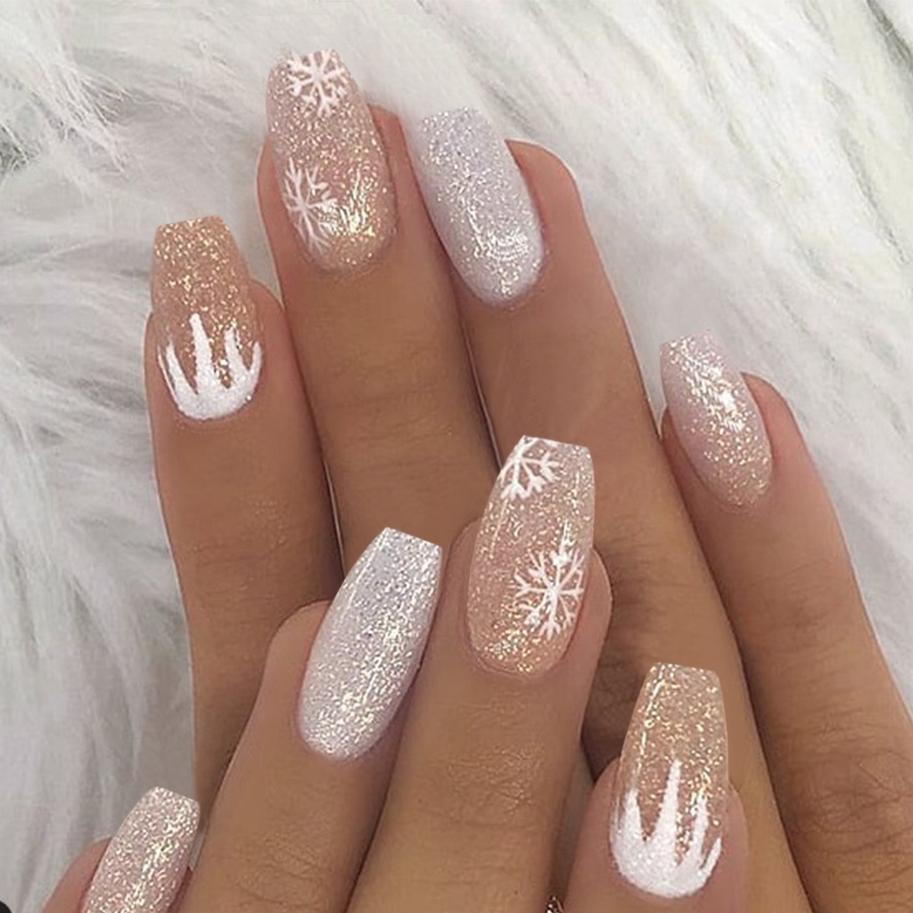 Bộ 24 Móng Tay Giả Bằng Acrylic Màu Kẹo Trang Trí Móng Tay Múa Ba Lê DIY
