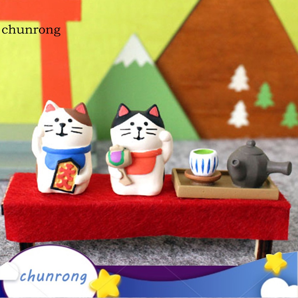 Tượng kiểu dáng chú mèo mini đáng yêu trang trí nhà cửa CR