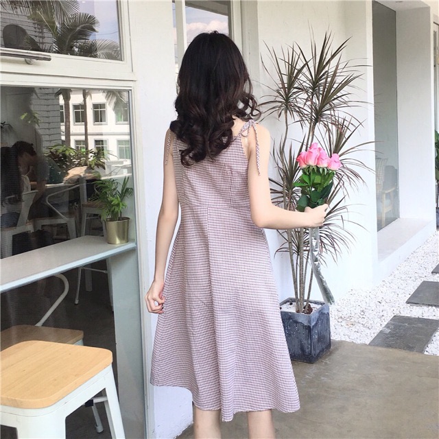 Váy thô hai dây kẻ caro Ulzzang