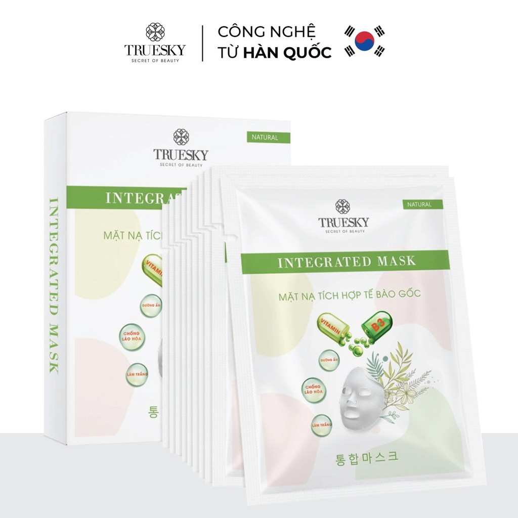 Hộp mặt nạ dưỡng da Truesky tích hợp tế bào gốc giúp cấp ẩm và dưỡng trắng 10 miếng/hộp - Integrated Mask