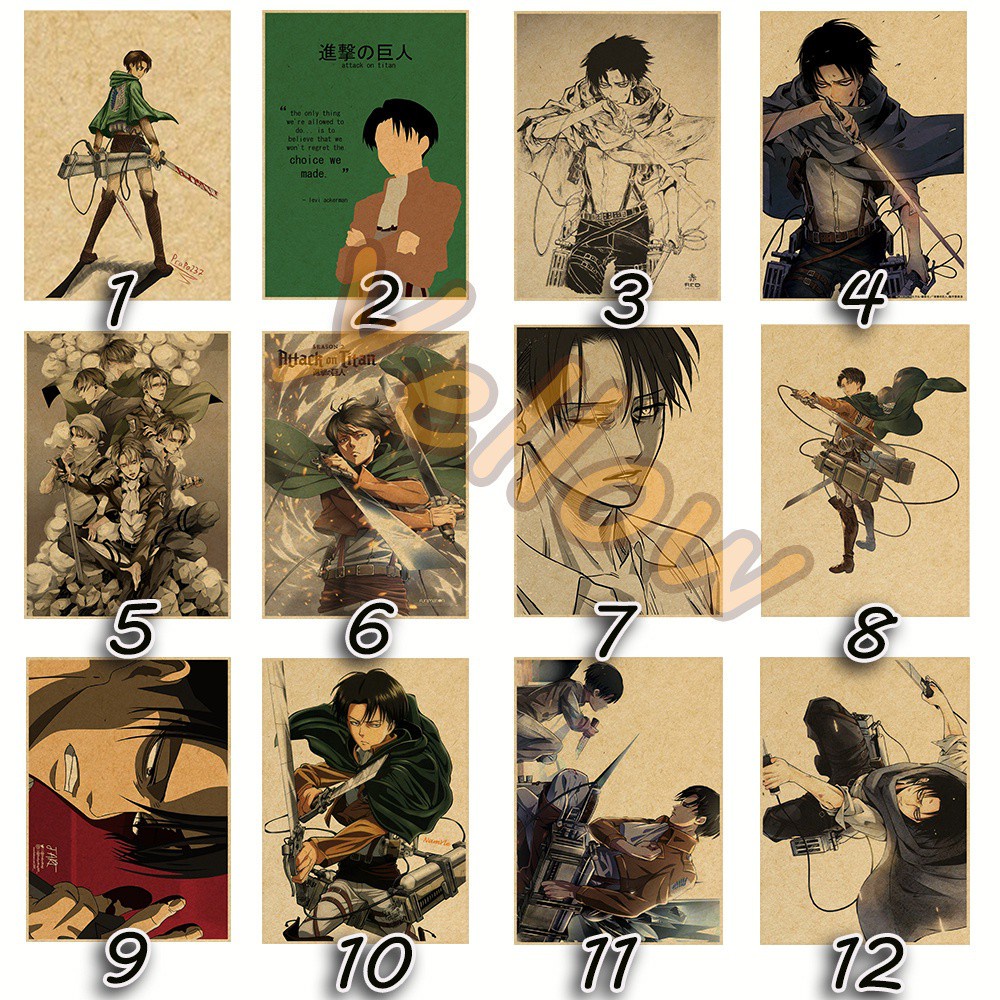 Tranh Treo Tường Hoạt Hình Attack On Titan Levi Ackerman MS: 315