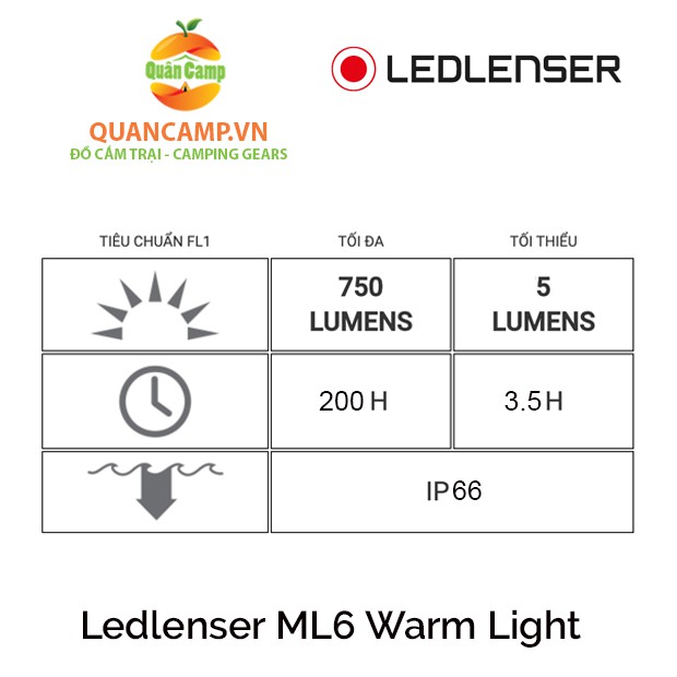 Đèn pin cắm trại Ledlenser Ml6 Warm Light