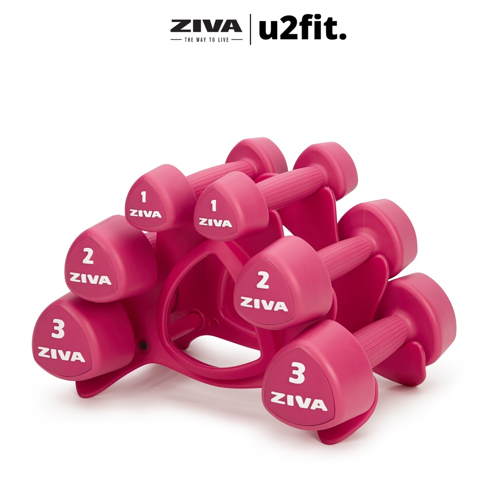 Bộ 3 Cặp Tạ Tay Tam Giác 1, 2, 3Kg Kèm Giá Đỡ ZIVA - Studio Tribells 12 kg Set (1, 2, 3 kg Pairs) with Stand