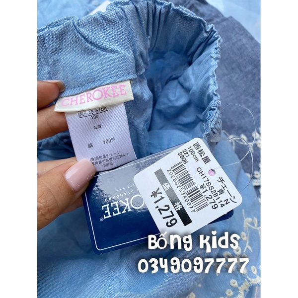 Quần Short Bé Gái Đục Lỗ Denim Giấy CHEROKEE