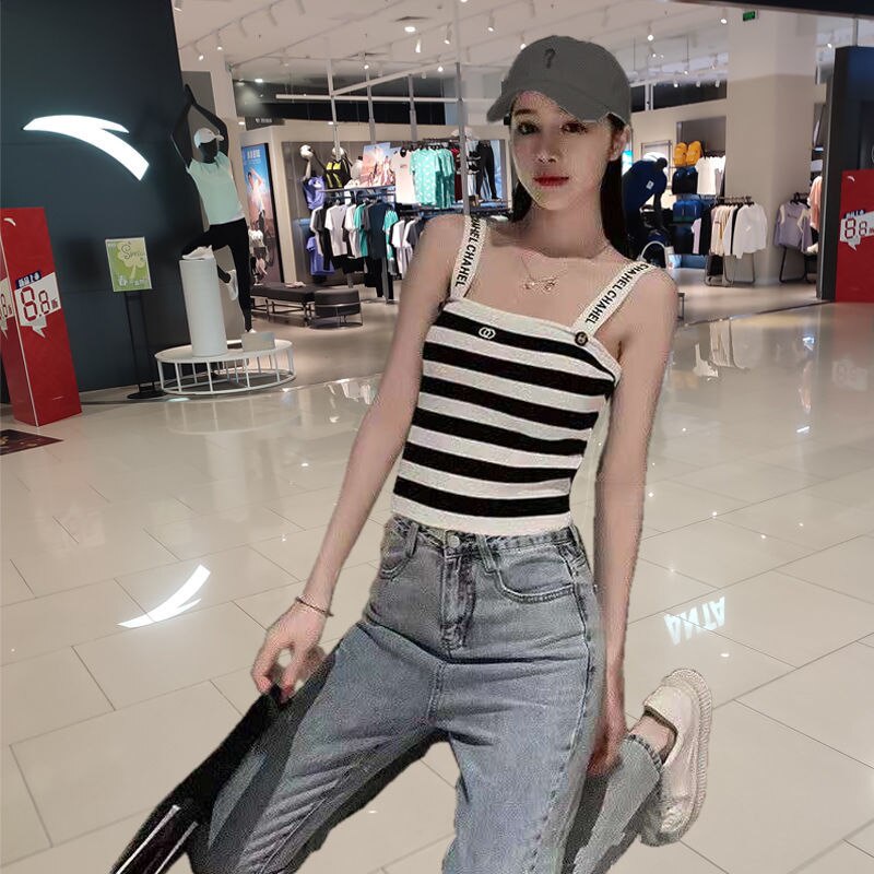 CHANEL Áo Nữ Không Tay Họa Tiết Sọc Thời Trang Quyến Rũ | BigBuy360 - bigbuy360.vn