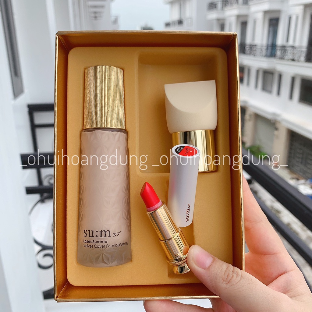 Set kem nền sum Losec Summa Velvet Cover Foundation 01