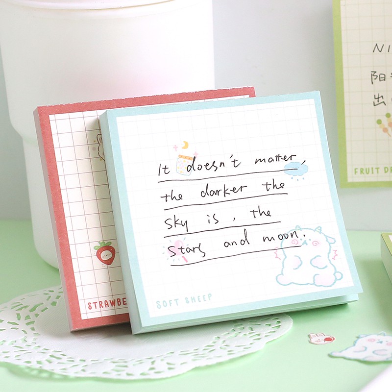 Giấy note cute 100 tờ giấy nhớ ghi chú dễ thương trang trí sổ planner làm bullet journal dụng cụ dán FRUIT ANIMAL