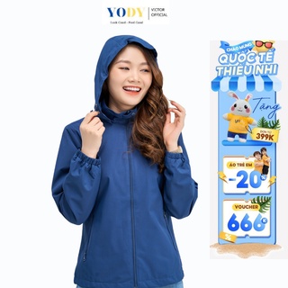 Áo Khoác Gió Nữ YODY Hai Lớp Có Mũ Khóa Kéo Chống Nước Chống Bụi AKN4024