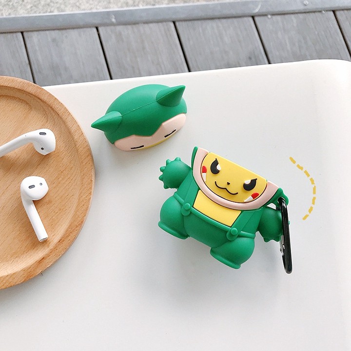 Case Airpods Snorlax Pikachu , Vỏ bao Airpods 1 2 silicon đựng tai nghe bluetooth , tai nghe không dây