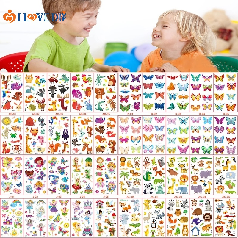 1 Set Miếng Dán Hình Xăm Tạm Thời Họa Tiết Khủng Long Hoạt Hình Nhiều Màu Chống Thấm Nước