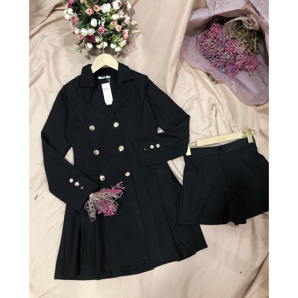 Đầm dự tiệc cổ vest tay dài KÈM quần sort đi tiệc cưới, đi bar,dạo phố, đi học, đi làm  xinh xắn, sang trọng VADA - V249 | BigBuy360 - bigbuy360.vn