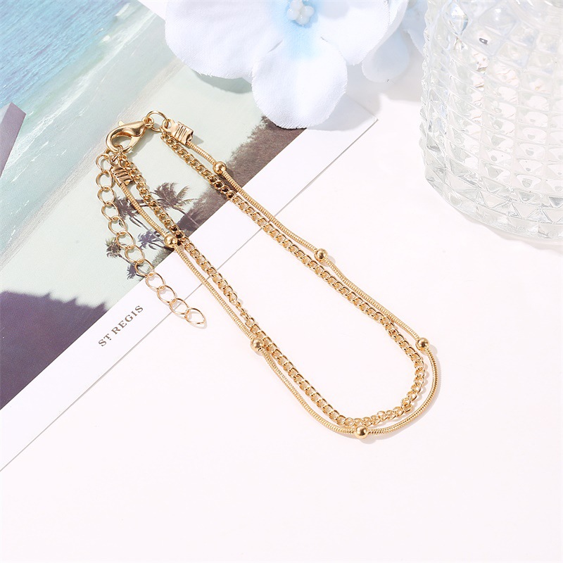 Simple Personality Multi-layer Snake Bone Shaped Anklet Fashion Ladies Double Layer Foot Chain Summer Foot Jewelry | BigBuy360 - bigbuy360.vn
