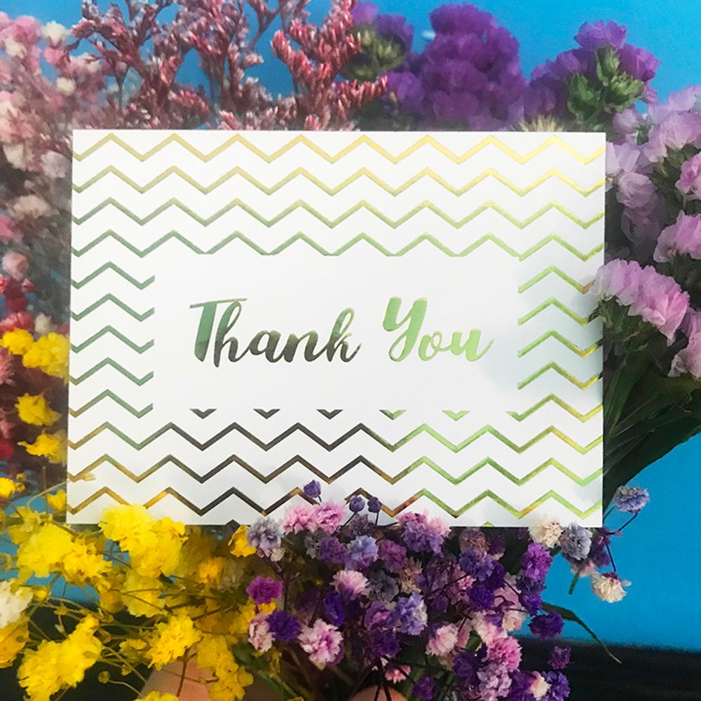 Set 50 Thiệp Mời Đám Cưới 7 * 9.5cm Họa Tiết Chữ Thank You Màu Đồng