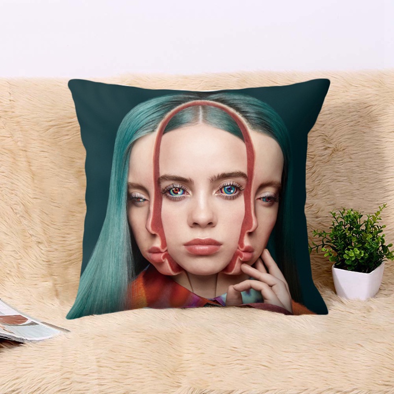 Vỏ Gối Polyester In Hình Billie Eilish Trang Trí Nhà Cửa