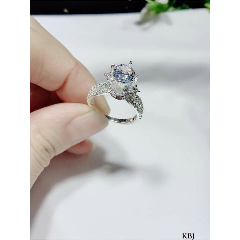 NHẪN BẠC TA CHO NỮ Ổ ĐÁ CAO - ĐƯỜNG KÍNH 1.7 CM