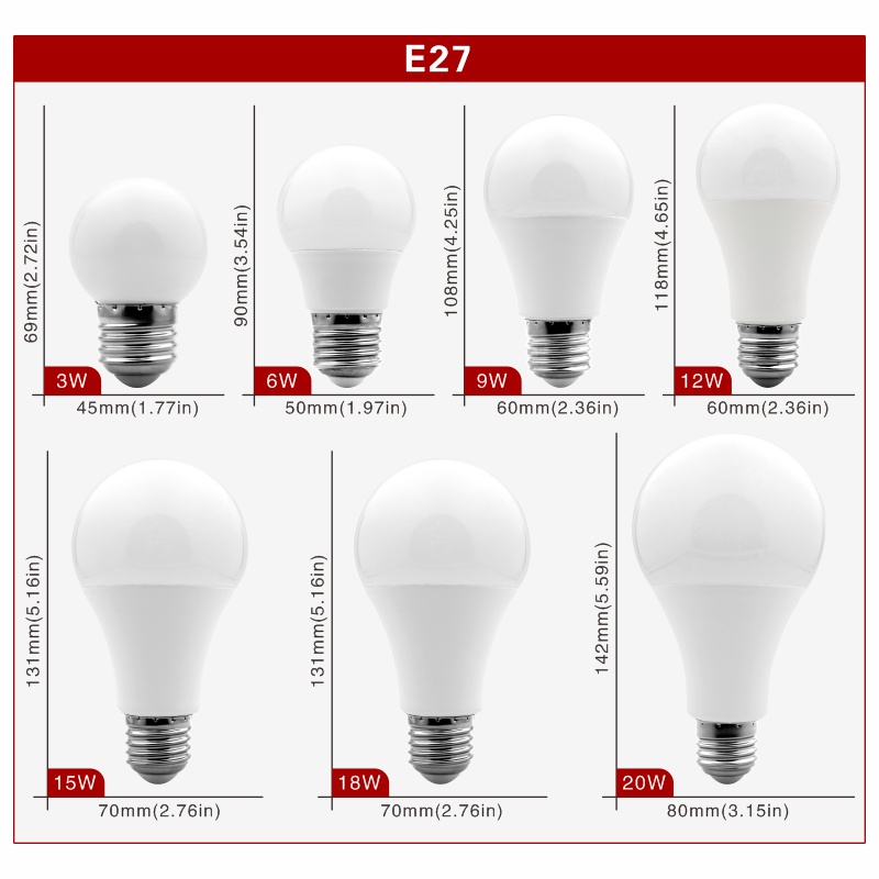 Bóng Đèn LED Để Bàn Tiết Kiệm Năng Lượng E27 E14 20W 18W 15W 12W 9W 6W 3W AC 220V