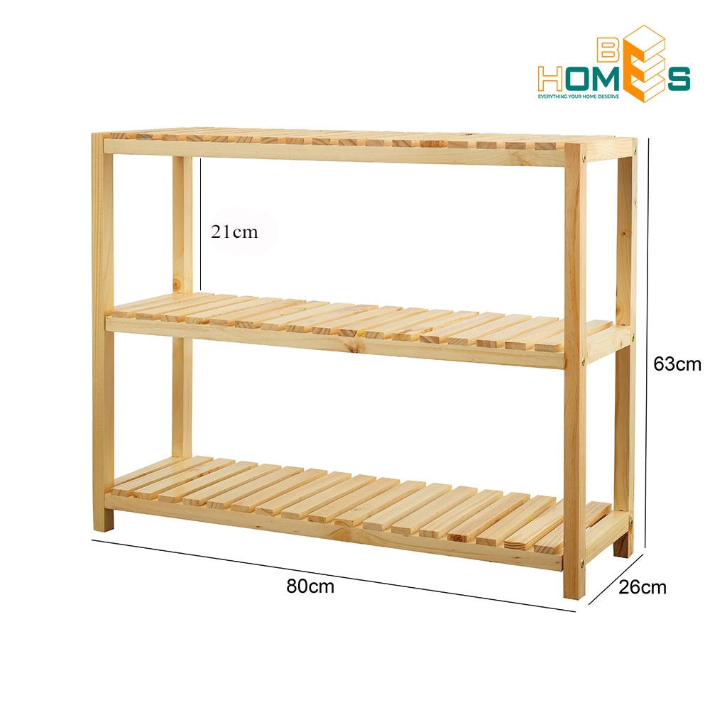 Kệ giày gỗ đa năng 3 tầng 80 cm - kệ phòng khách, phòng ngủ