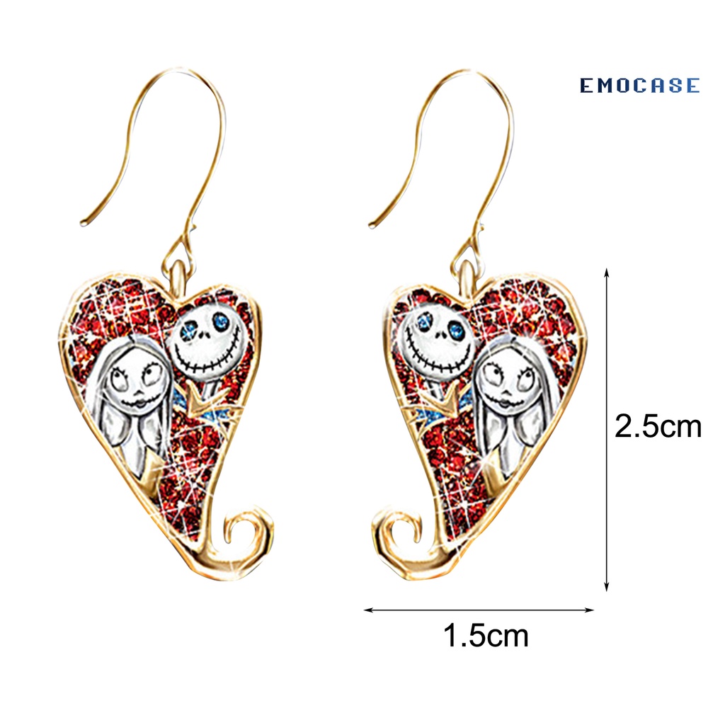 1 Đôi Bông Tai Hợp Kim Hình Trái Tim Phong Cách Halloween Thời Trang